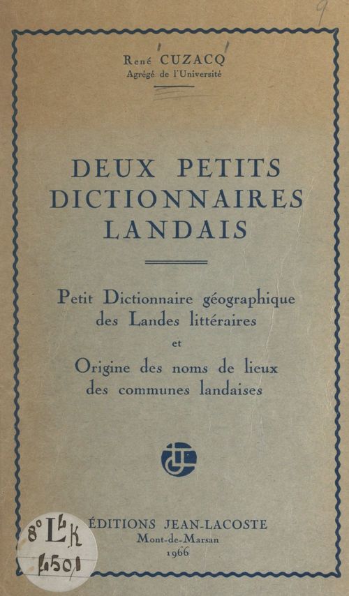 ebook cover of Deux petits dictionnaires landais, by Rene Cuzacq
