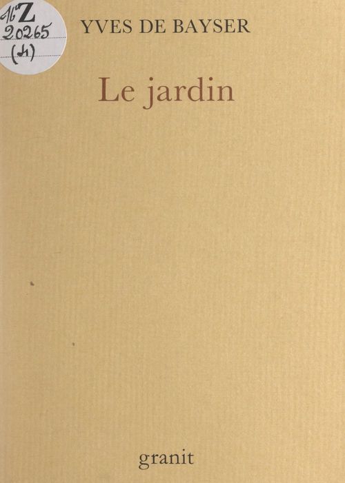 ebook cover of Le jardin, by Yves De Bayser