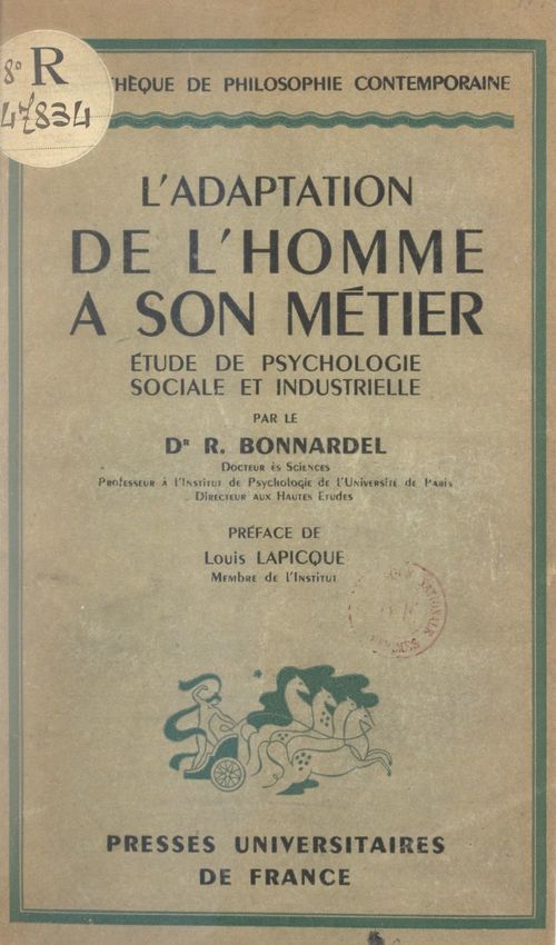 ebook cover of L'adaptation de l'homme à son métier, by Raymond Bonnardel