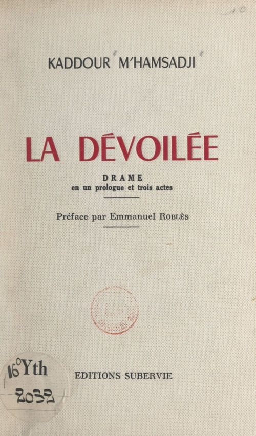ebook cover of La dévoilée, by Kaddour M'Hamsadji