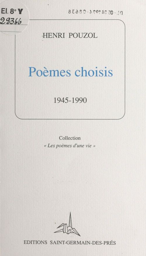ebook cover of Poèmes choisis : 1945-1990, by Henri Pouzol