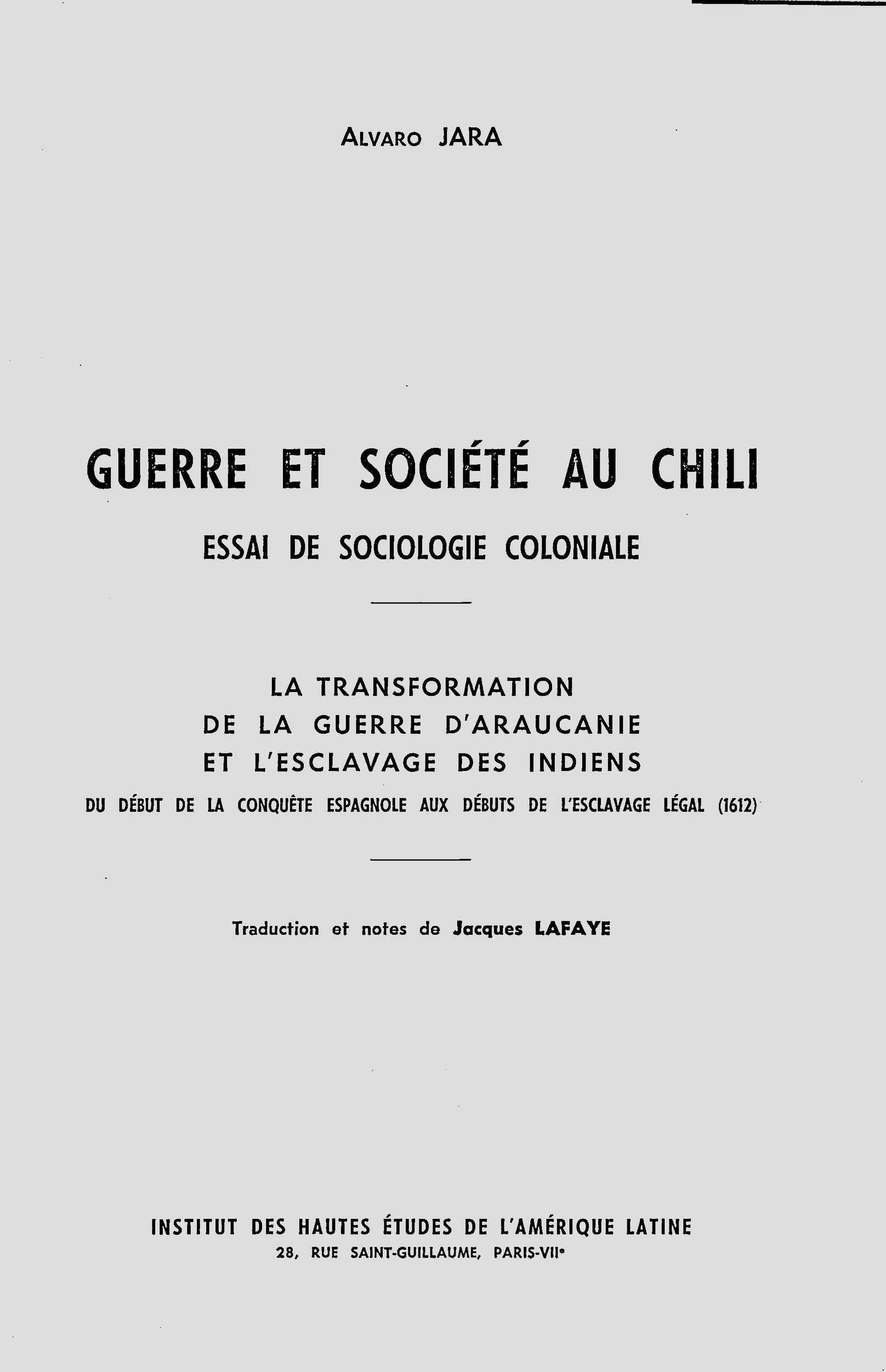 ebook cover of Guerre et société au Chili. Essai de sociologie coloniale, by Alvaro Jara