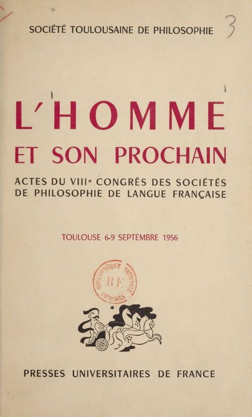 ebook cover of L'homme et son prochain, by Societe Toulousaine De Philosophie