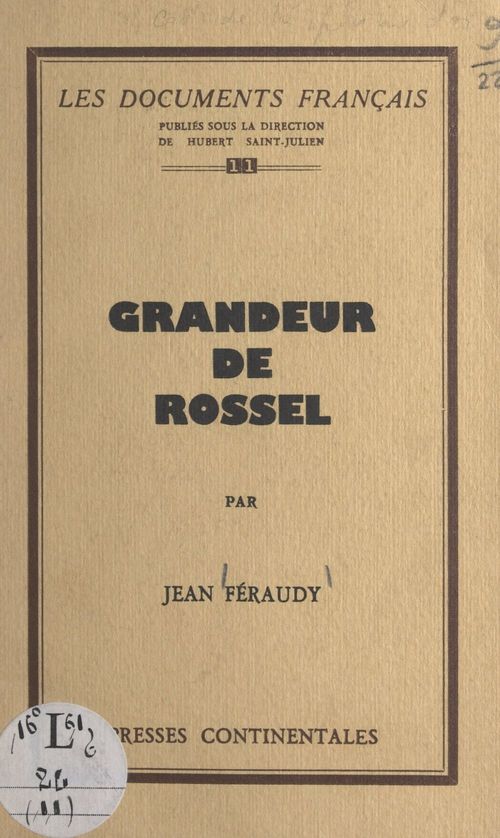 Couverture ebook de Grandeur de Rossel, de Jean Feraudy