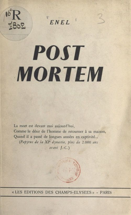 Couverture ebook de Post mortem, de Enel