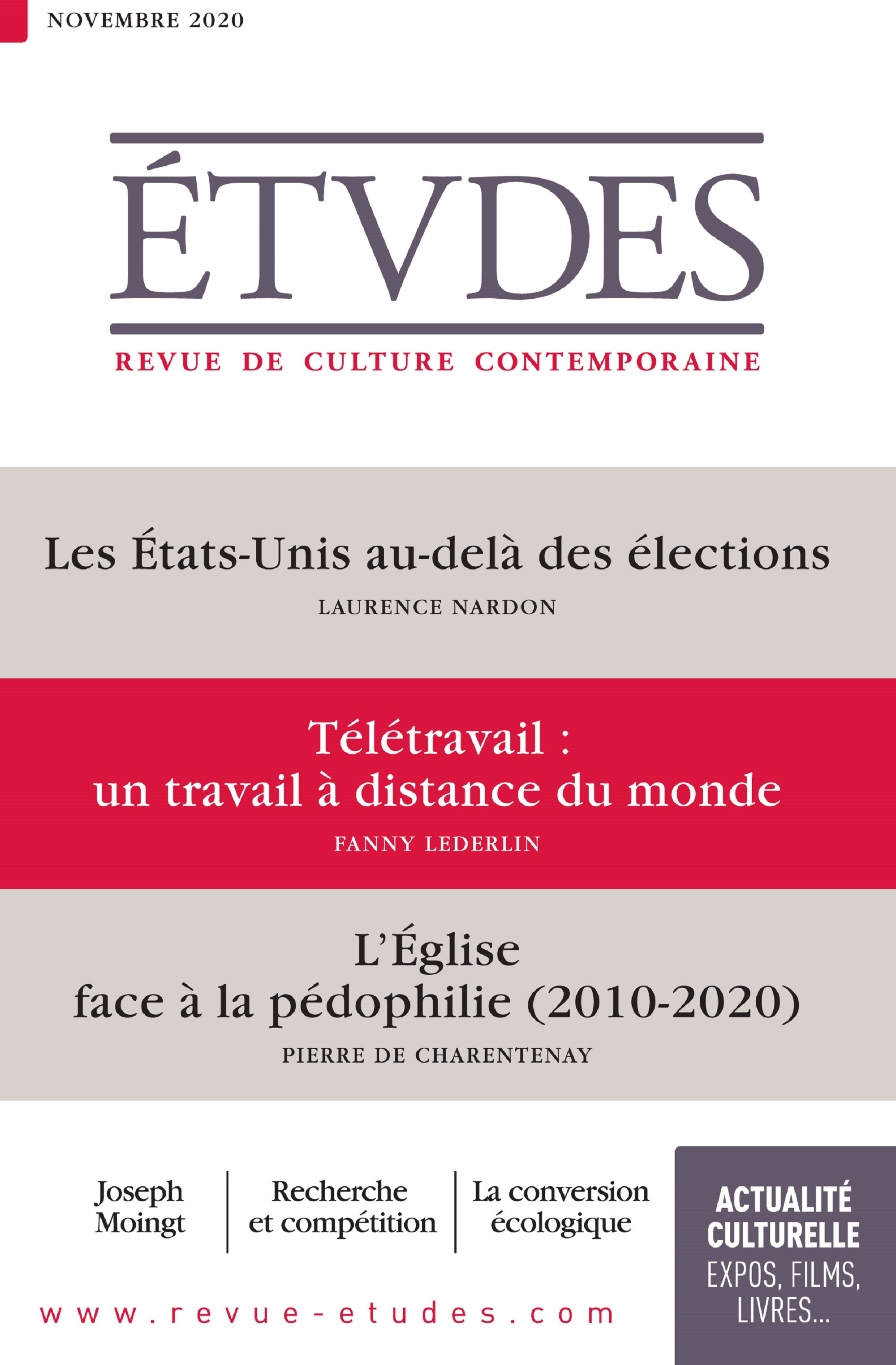 Couverture ebook de Revue Etudes : Télétravail, à distance du monde - par Fanny Lederlin, de Revue études