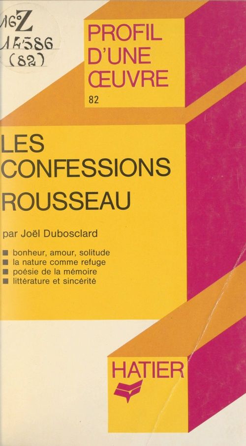 ebook cover of Les confessions, Rousseau, by Joël Dubosclard