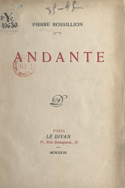 Couverture ebook de Andante, de Pierre Rossillion