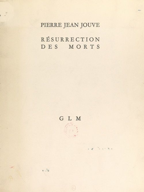 ebook cover of Résurrection des morts, by Pierre Jean Jouve
