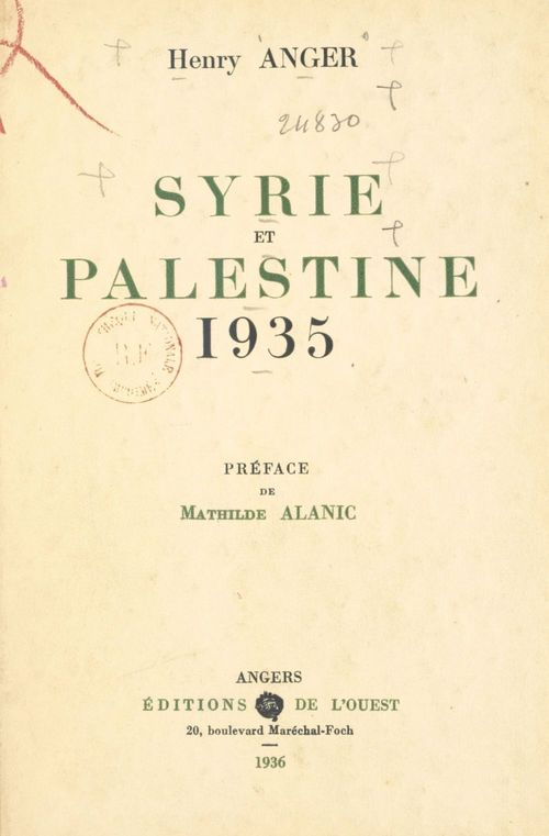 Couverture ebook de Syrie et Palestine, de Henry Anger