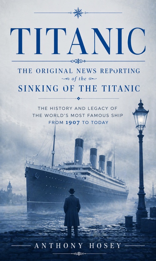Couverture ebook de Titanic: The Original News Reporting of the Sinking of the Titanic, de Anthony Hosey