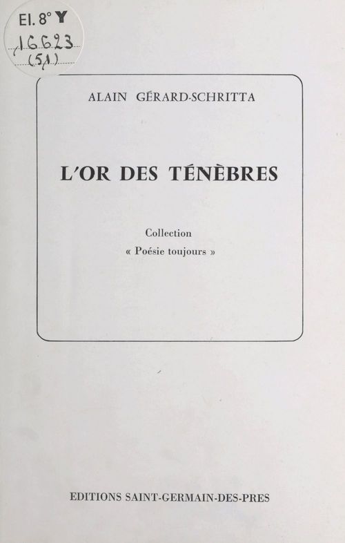 ebook cover of L'or des ténèbres, by Alain Gerard-Schritta