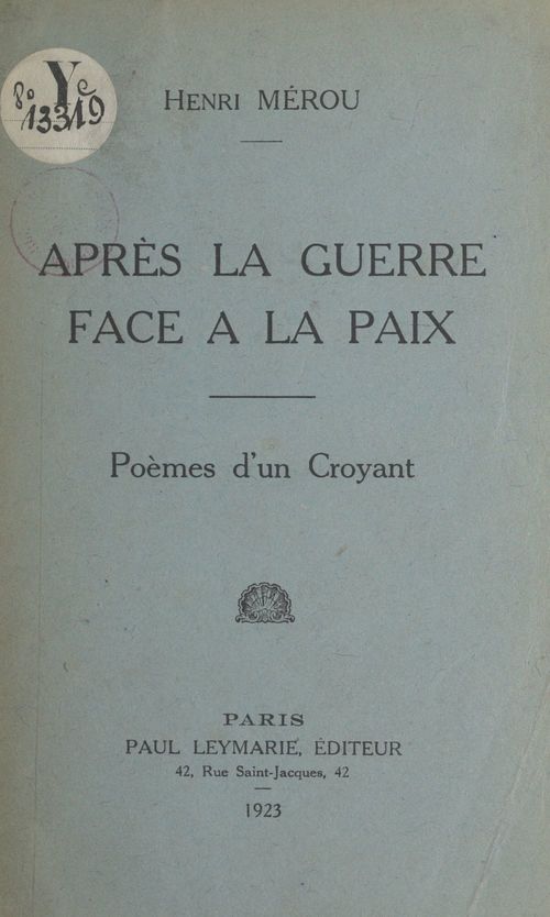 Couverture ebook de Après la guerre face à la paix, de Henri Merou