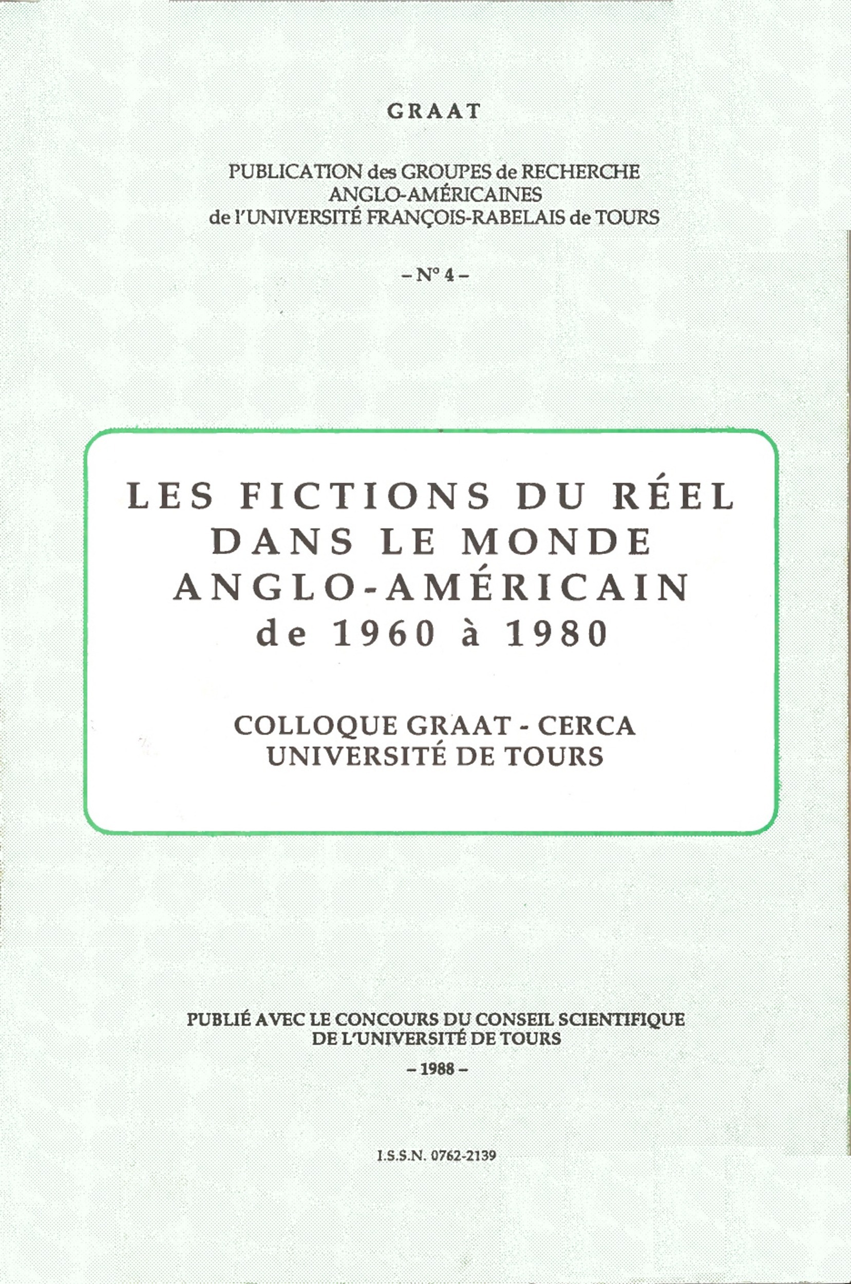 Couverture ebook de Les fictions du réel dans le monde anglo-américain de 1960 à 1980, de