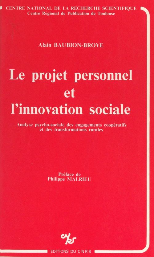 ebook cover of Le projet personnel et l'innovation sociale, by Baubion-Broye