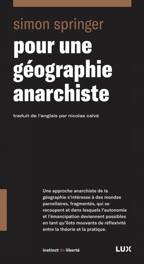Couverture ebook de Pour une géographie anarchiste, de Springer Simon, Nicolas Calve