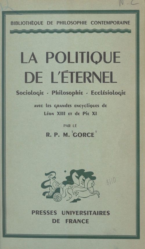 ebook cover of La politique de l'éternel, by Maxime Gorce
