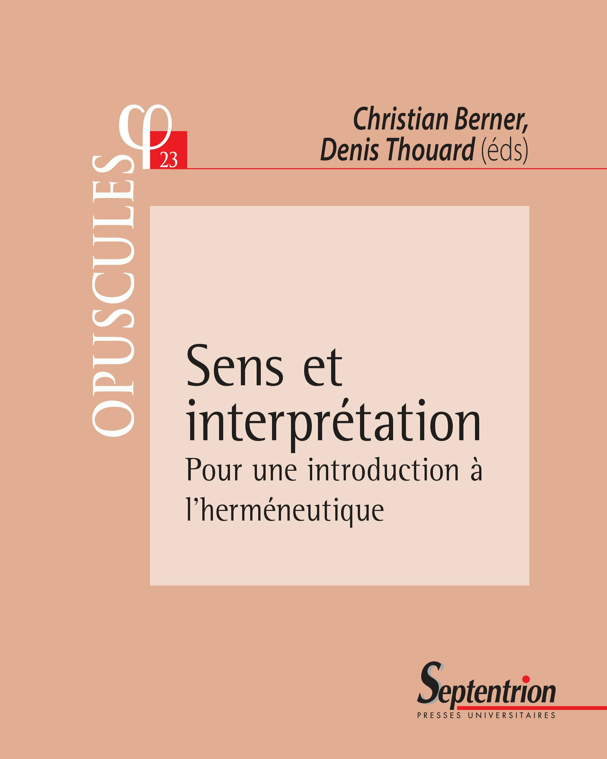 ebook cover of Sens et interprétation, by Pu Septentrion