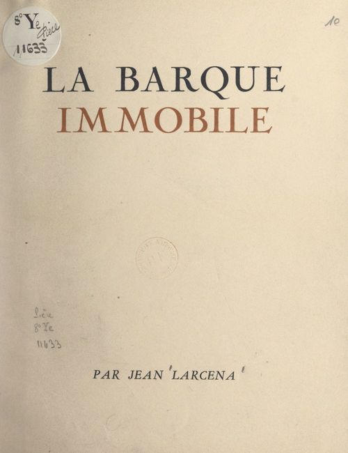 ebook cover of La barque immobile, by Jean Larcena