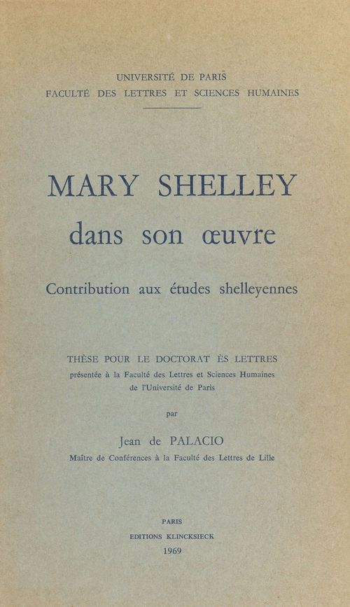 ebook cover of Mary Shelley dans son oeuvre, by Jean De Palacio
