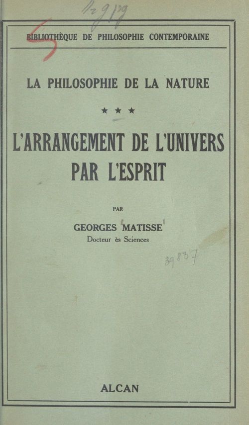 ebook cover of La philosophie de la nature (3), by Georges Matisse