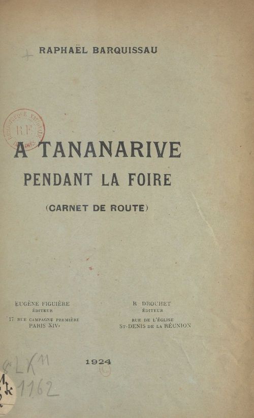 ebook cover of À Tananarive pendant la foire, by Raphael Barquissau