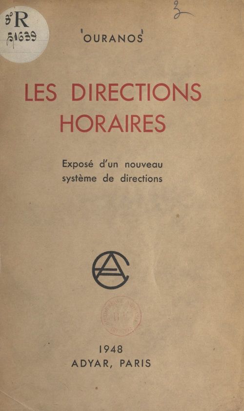Couverture ebook de Les directions horaires, de Ouranos