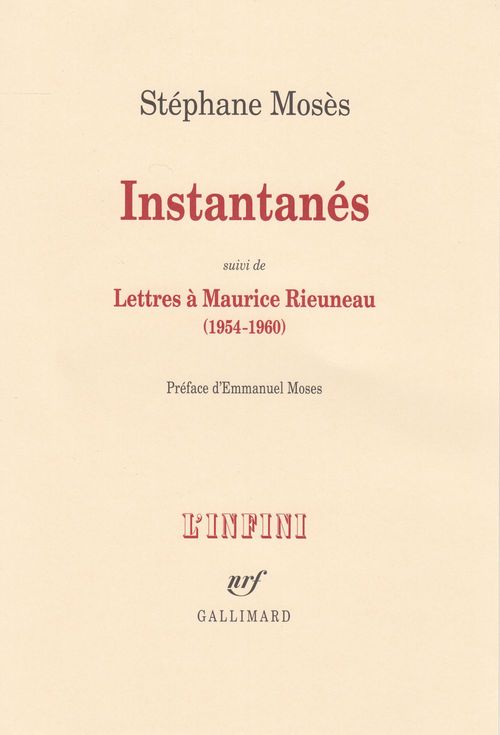 ebook cover of Instantanés/Lettres à Maurice Rieuneau (1954-1960), by Stéphane Mosès