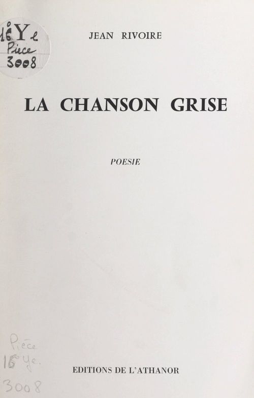 Couverture ebook de La chanson grise, de Jean Rivoire