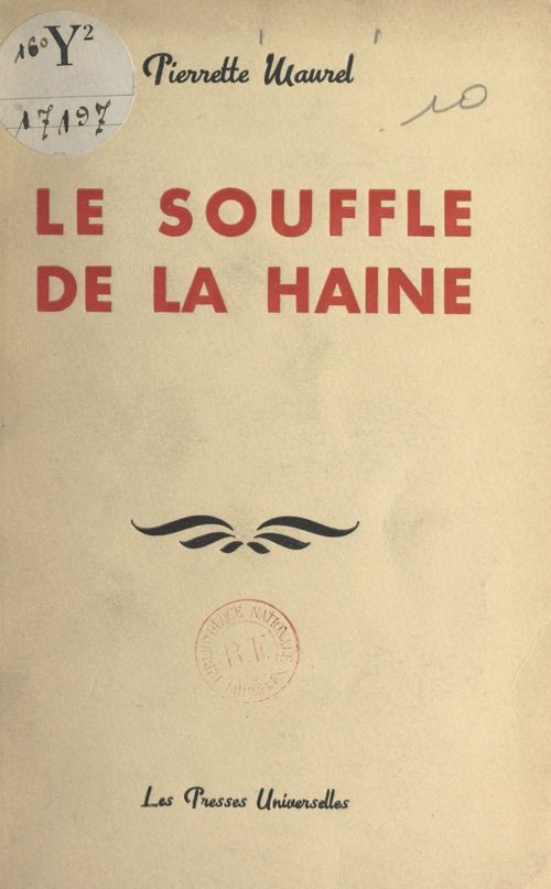 ebook cover of Le souffle de la haine, by Pierrette Maurel