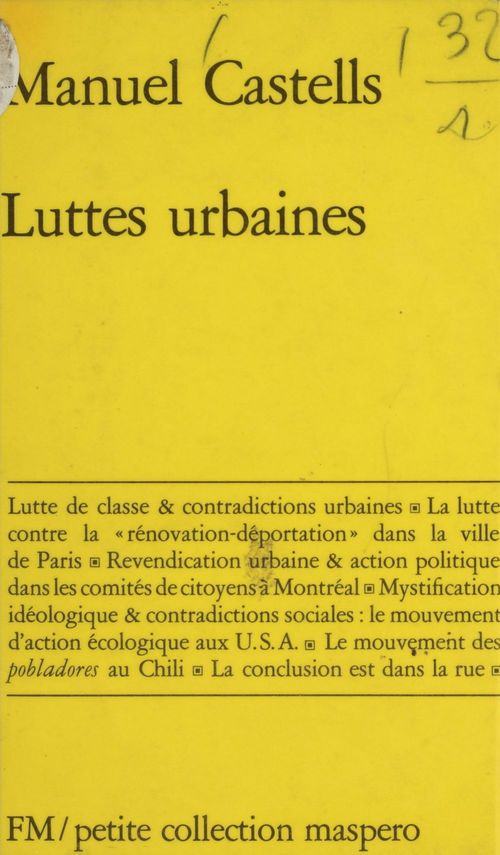 Couverture ebook de Luttes urbaines, de Manuel Castells