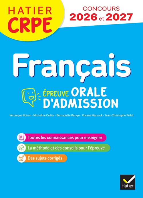 ebook cover of Français - CRPE 2026-2027 - Epreuve orale d'admission, by Véronique Boiron, Micheline Cellier, Bernadette Kervyn, Viviane Marzouk, Jean-Christophe Pellat