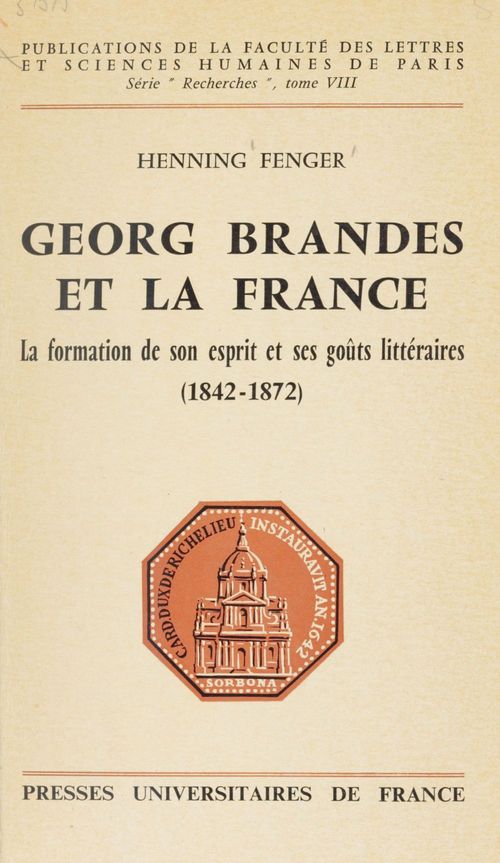 Couverture ebook de Georg Brandes et la France, de Henning Fenger