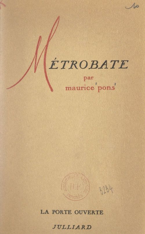 Couverture ebook de Métrobate, de Maurice Pons