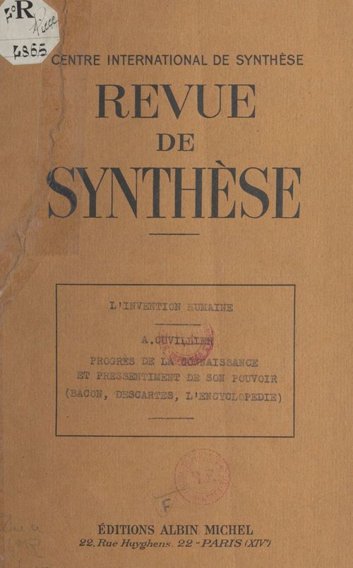 Couverture ebook de L'invention humaine : technique, morale, science, de Armand Cuvillier
