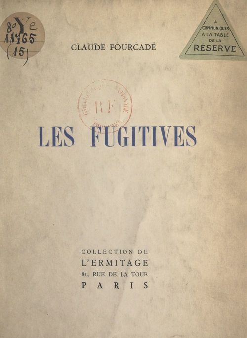 ebook cover of Les fugitives, by Claude Fourcade