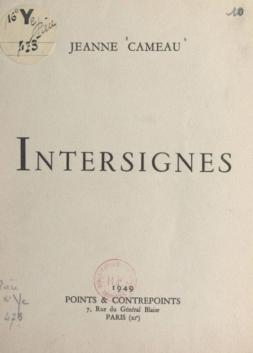 Couverture ebook de Intersignes, de Jeanne Cameau