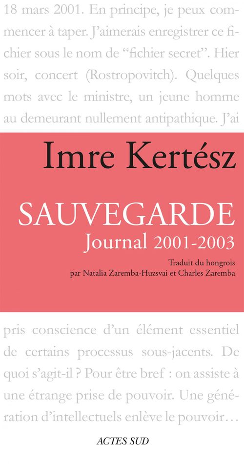 ebook cover of Sauvegarde, by Imre Kertész