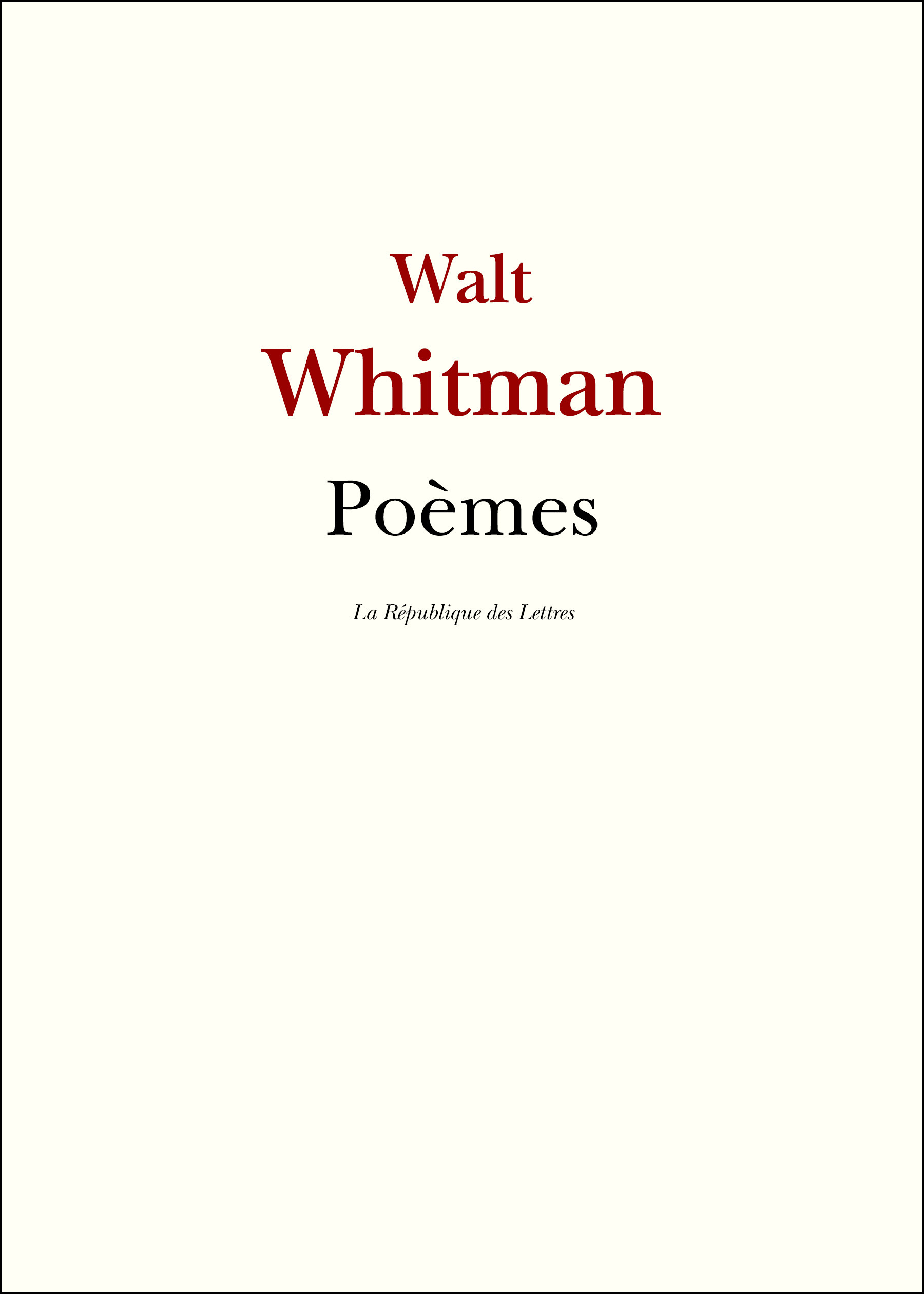 ebook cover of Poèmes, by Walt Whitman
