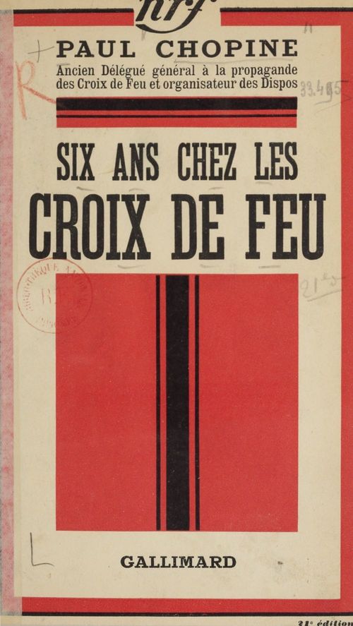 ebook cover of Six ans chez les Croix de Feu, by Paul Chopine