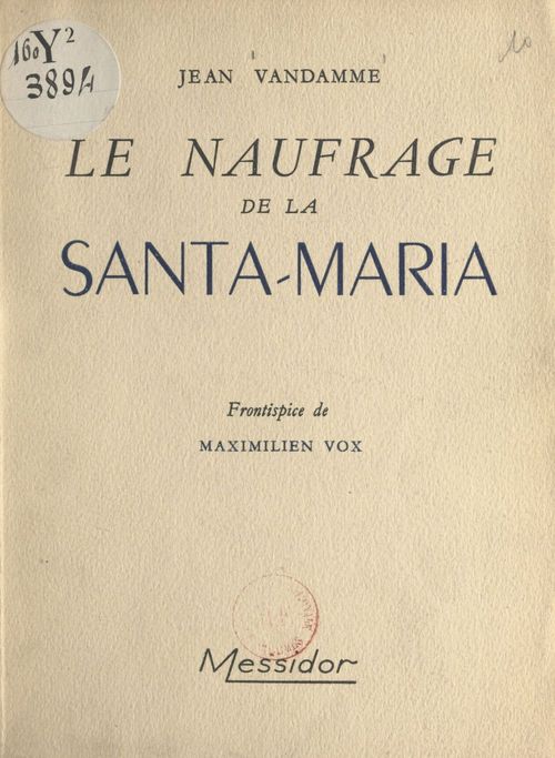 ebook cover of Le naufrage de la Santa Maria, by Jean Vandamme