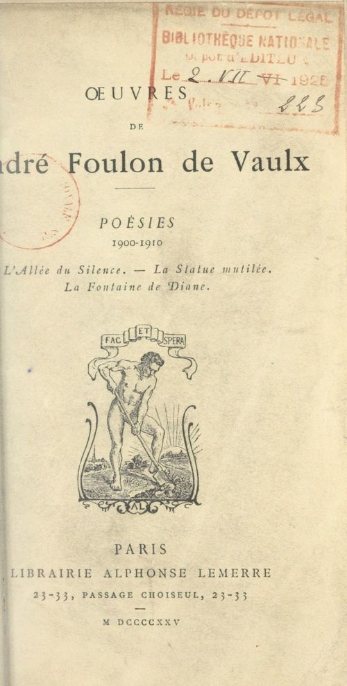 Couverture ebook de Poésies, 1900-1910, de Andre Foulon De Vaulx