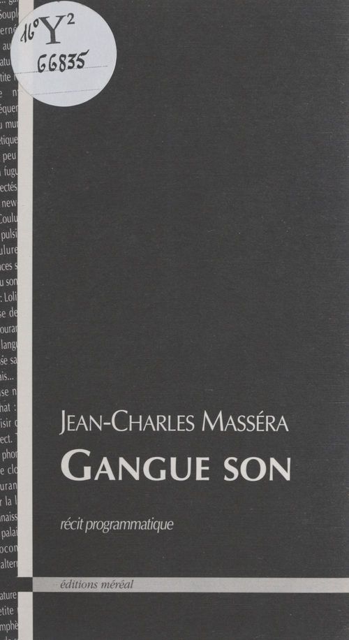 Couverture ebook de Gangue son : récit programmatique, de Massera J.C.