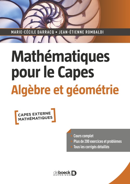 ebook cover of Mathématiques pour le Capes. Algèbre et géométrie, by Marie-Cécile Darracq, Jean-Étienne Rombaldi