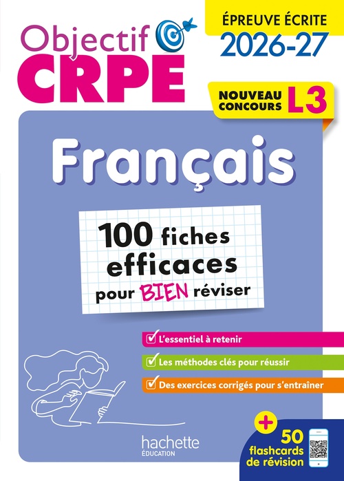 ebook cover of Objectif CRPE 2026 - Français - 100 fiches pour bien réviser  - ép. écrite d'admissibilité L3, by Elise Hennion-Brung, Pascale Lopez