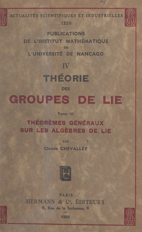 ebook cover of Théorie des groupes de Lie (3). Théorèmes généraux sur les algèbres de Lie, by Claude Chevalley