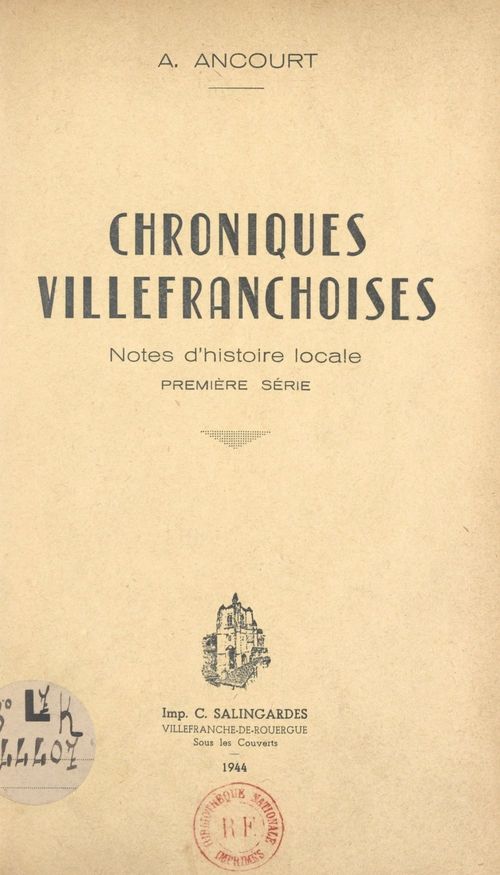 Couverture ebook de Chroniques villefranchoises, de Andre Ancourt