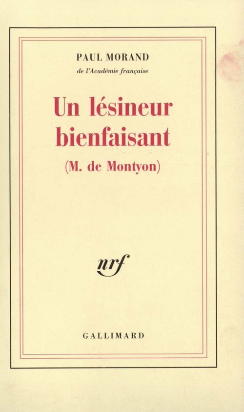 ebook cover of Un lésineur bienfaisant (M. de Montyon), by Paul Morand