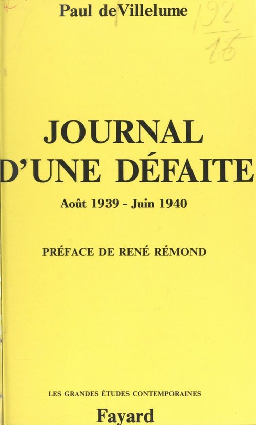 ebook cover of Journal d'une défaite, by Paul De Villelume