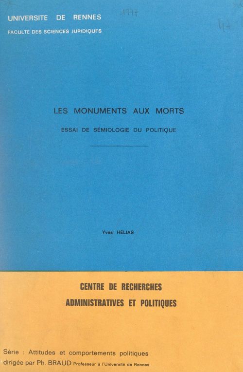 ebook cover of Les monuments aux morts, by Yves Helias